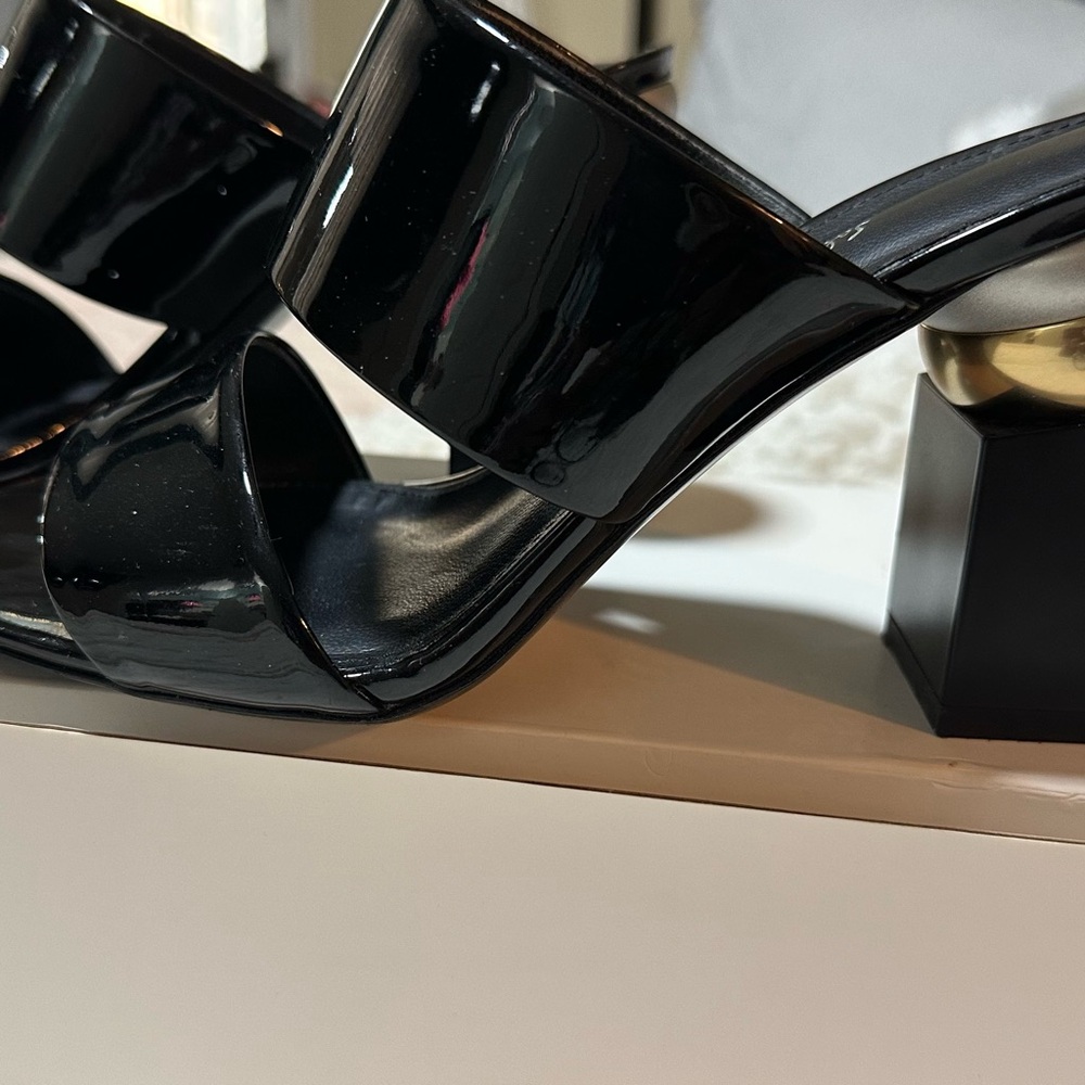 Salvatore Ferragamo Black Patent Leather Mules - Picture 2 of 5
